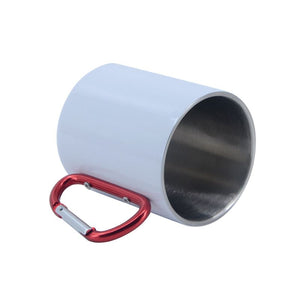 220ml White Stainless Steel Sublimation Travel Mug with Red Handle