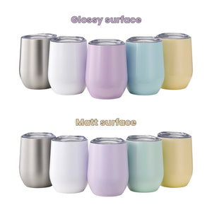 12OZ Stemless Stainless Steel Cup for Sublimation(Glossy/Matt Finish)-Silver/White/Mint Green/Purple