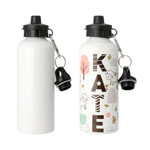 600ml Aluminum Dye Sublimation Water Bottles-SilverWhite