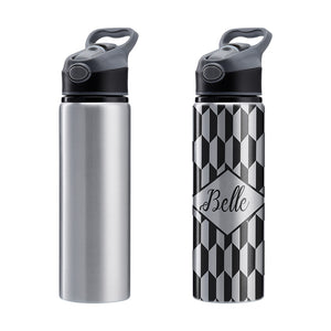 750ML Portable Aluminum Sublimation Blank Water Bottles-Silver/White