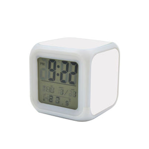 Desktop Cube Design Digital Sublimation Clock -LED Glowing with 7 Color Change