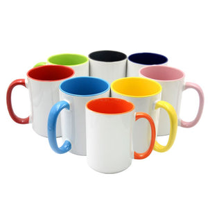 Sublimation Mugs 15OZ Ceramic Inner and Handle Color Mug