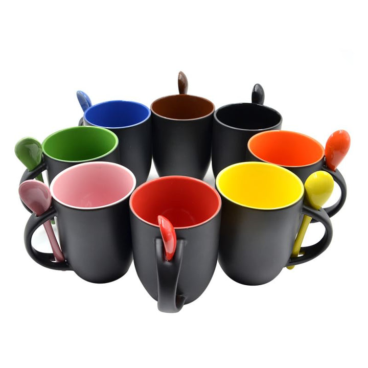 12OZ Frosted Sublimation Color Changing Mugs Full Color Spoon Mug