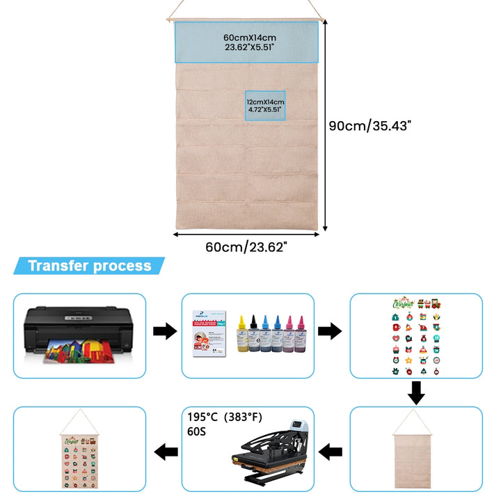 24-Day Sublimation Advent Calendar Craft Pocket Organizer Hanging Wall Organiser