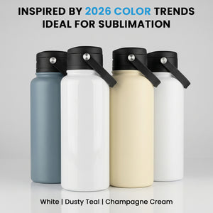 34OZ/1000ML Stainless Steel Water Bottle Sublimation Blanks with Straw and Portable Handle