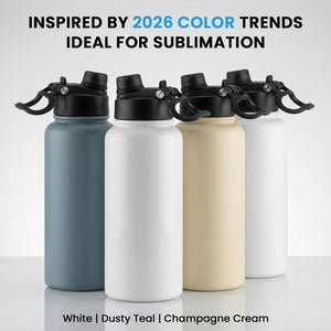 34oz 1000ml Sublimation Stainless Steel Water Bottle with 2-in-1 Straw & Chug Lid with Handle