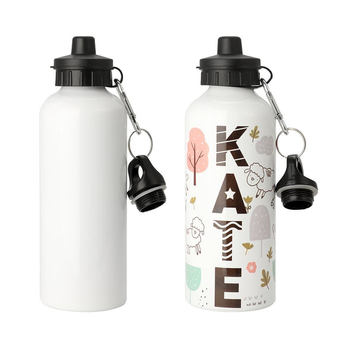 600ml Aluminum Dye Sublimation Water Bottles-SilverWhite