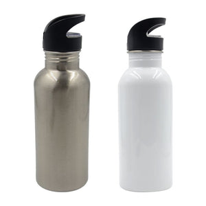 600ml Sublimation Tumbler Blanks Stainless Steel Water Bottle - Silver/White