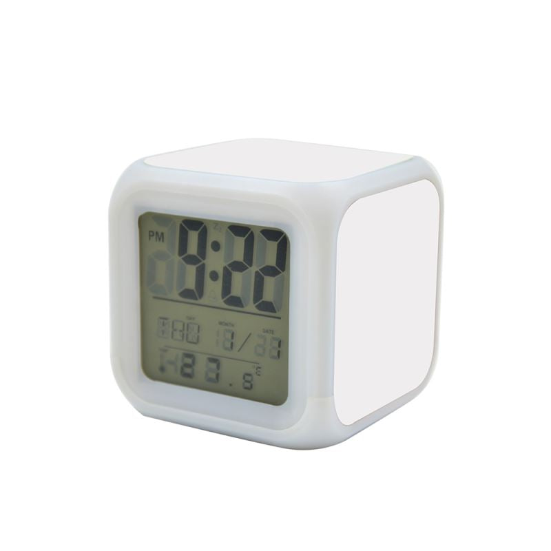 Desktop Cube Design Digital Sublimation Clock -LED Glowing with 7 Colo ...