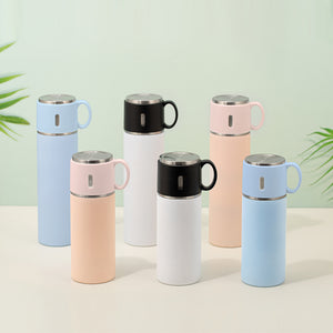 Double Wall Sublimation Stainless Steel Water Bottle with Cup Cap-350ML/500ML-White/Blue/Pink
