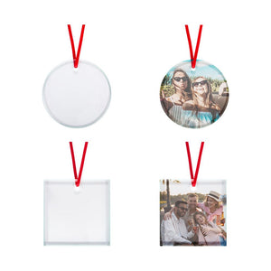 Frosted  Glass Sublimation Ornament Blanks- SquareRound - 8x8cm - Thickness 4mm