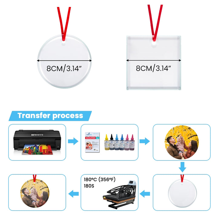 Glosy Sublimation Christmas Ornaments Wholesale Blanks - Square/Round - 8x8cm - Thickness 4mm