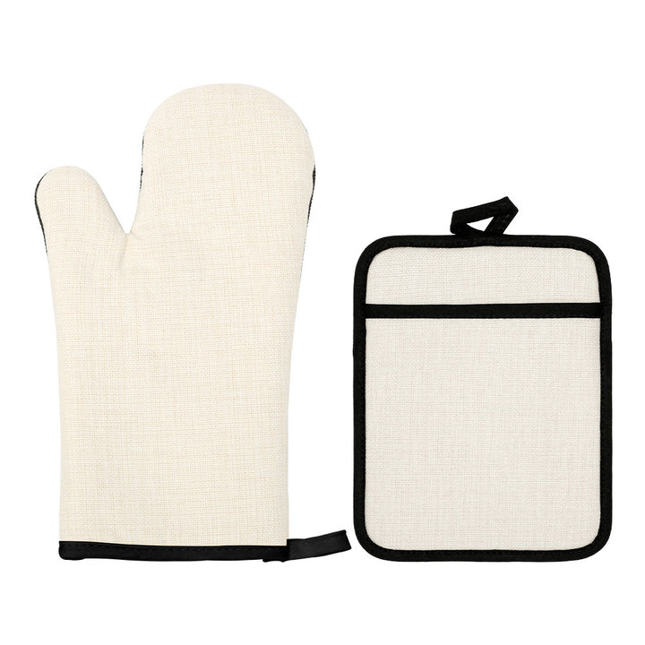 Linen Sublimation Oven Mitt with Rubber Patch and Pot Holder