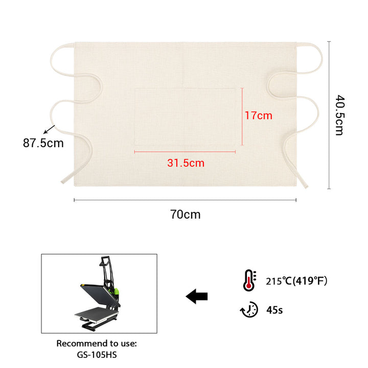 Linen Waist Aprons with Pockets Sublimation Settings