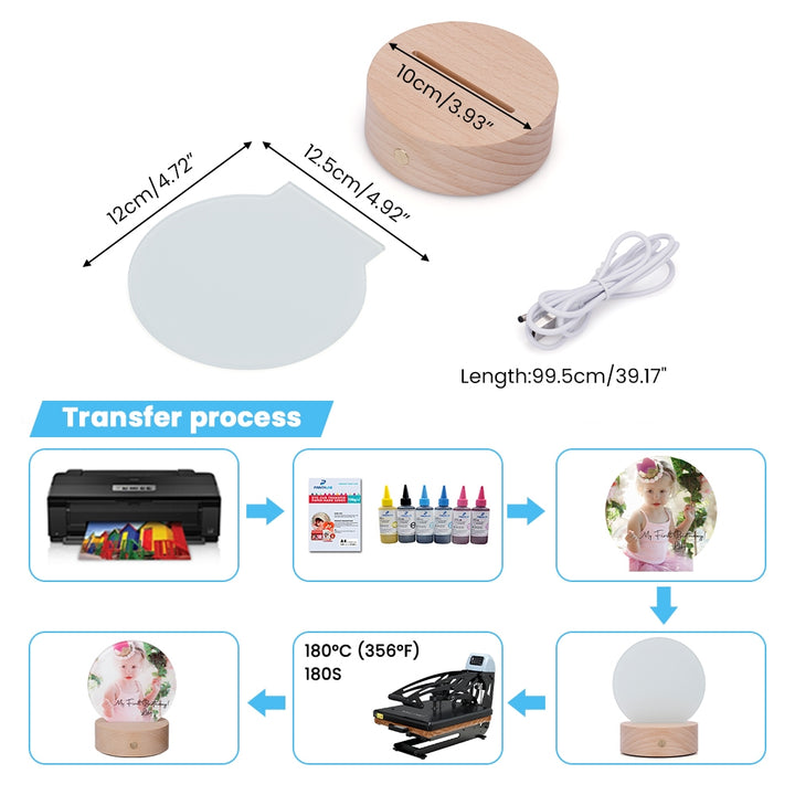 sublimation glass photo panel with led base